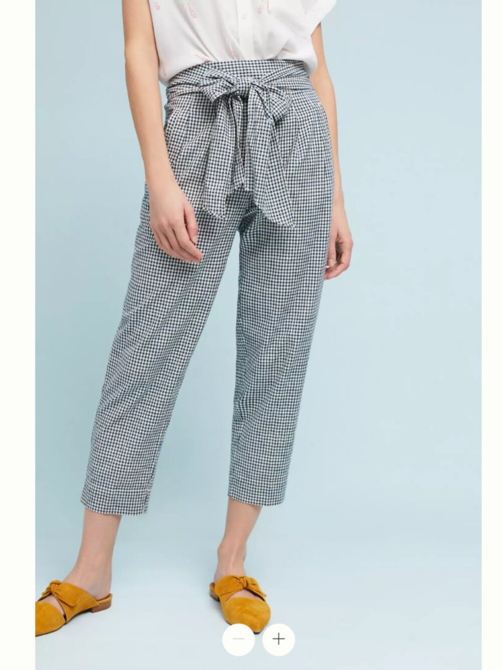 Anthropologie Cartonnier Tie-Waist Gingham Linen Blend Trousers